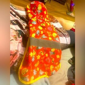 Bright Pink & Yellow Tropical Raincoat Closes with Velcro